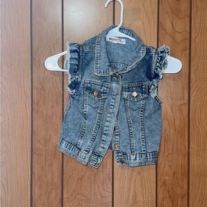 Nannette Blue Denim Ruffle Sleeve Jacket